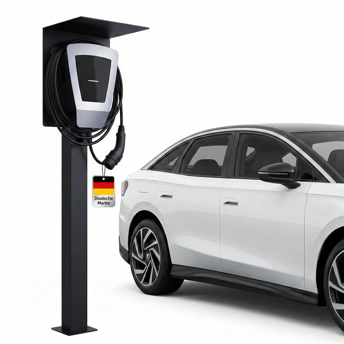 Wallbox Standfuß mit Dach aus pulverbeschichtetem Stahl, universelle Standsäule für Elektroauto-Ladestationen, 160 cm