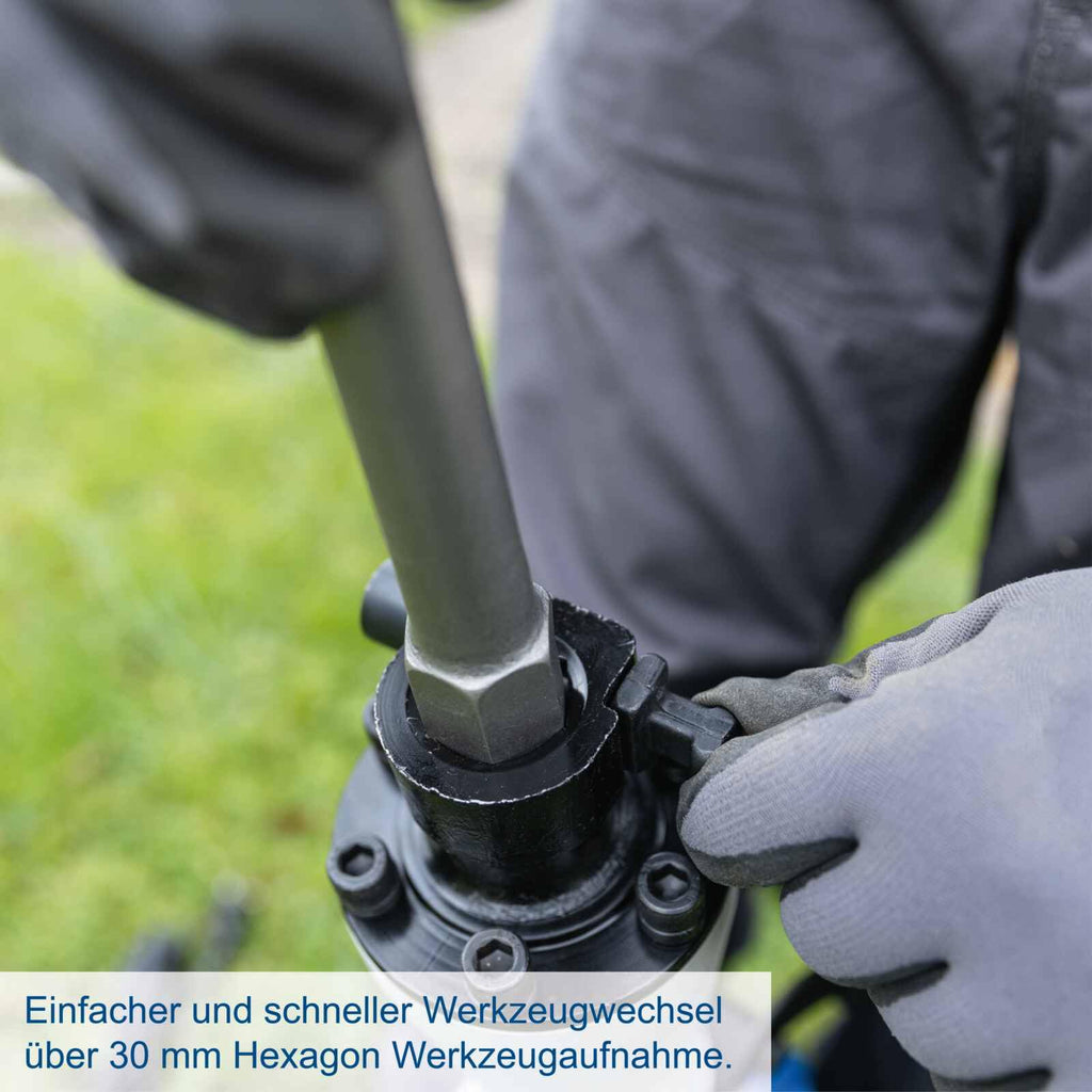 Abbruchhammer AB1900 mit 1900 W Leistung und 60 J Schlagkraft, inkl. Spitz- und Flachmeißel sowie Transportbox