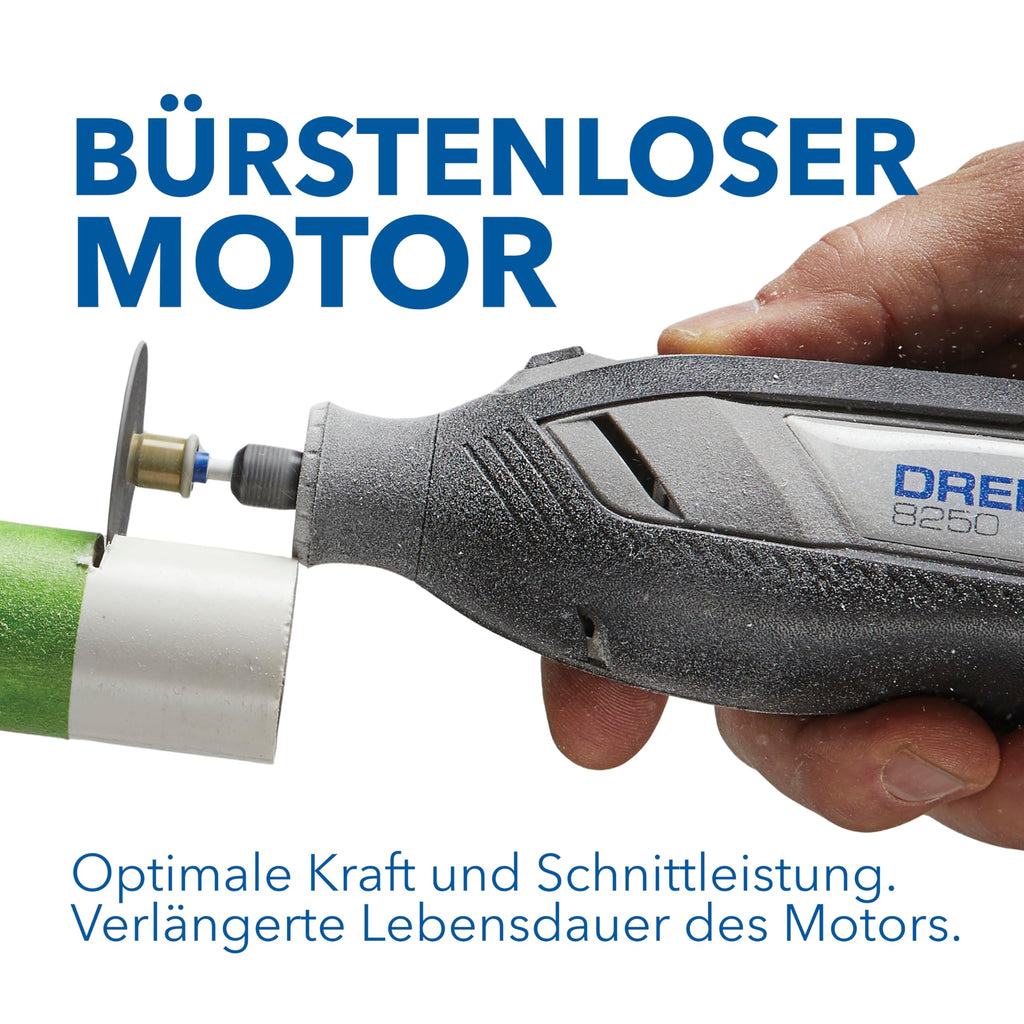 Akku-Rotationswerkzeug 8250 mit bürstenlosem Motor, 5.000-30.000 U/min, 2x 12V 2,0Ah Akku, Ladegerät, 65 Zubehör und Box