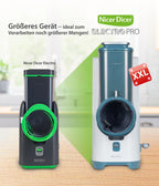 Elektrischer Gemüseschneider Nicer Dicer Electro PRO Set 32-teilig in Sage mit 9 Einsätzen zum Reiben, Hobeln, Würfeln und Schneiden