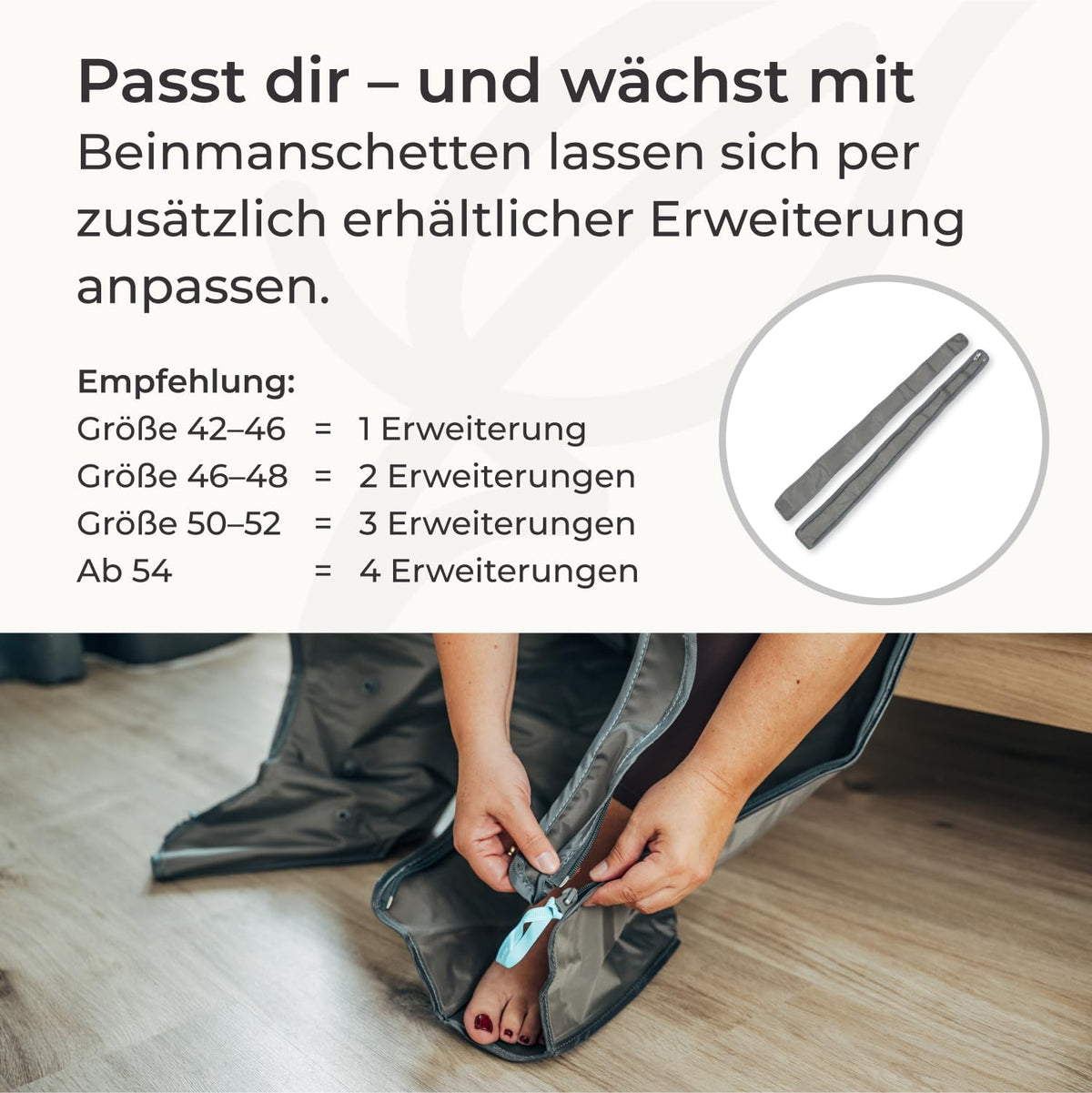 Beinmassagegerät mit 2 Beinmanschetten und 4 Luftkammern, luftbetriebene Kompressionsmassage für Beine und Füße