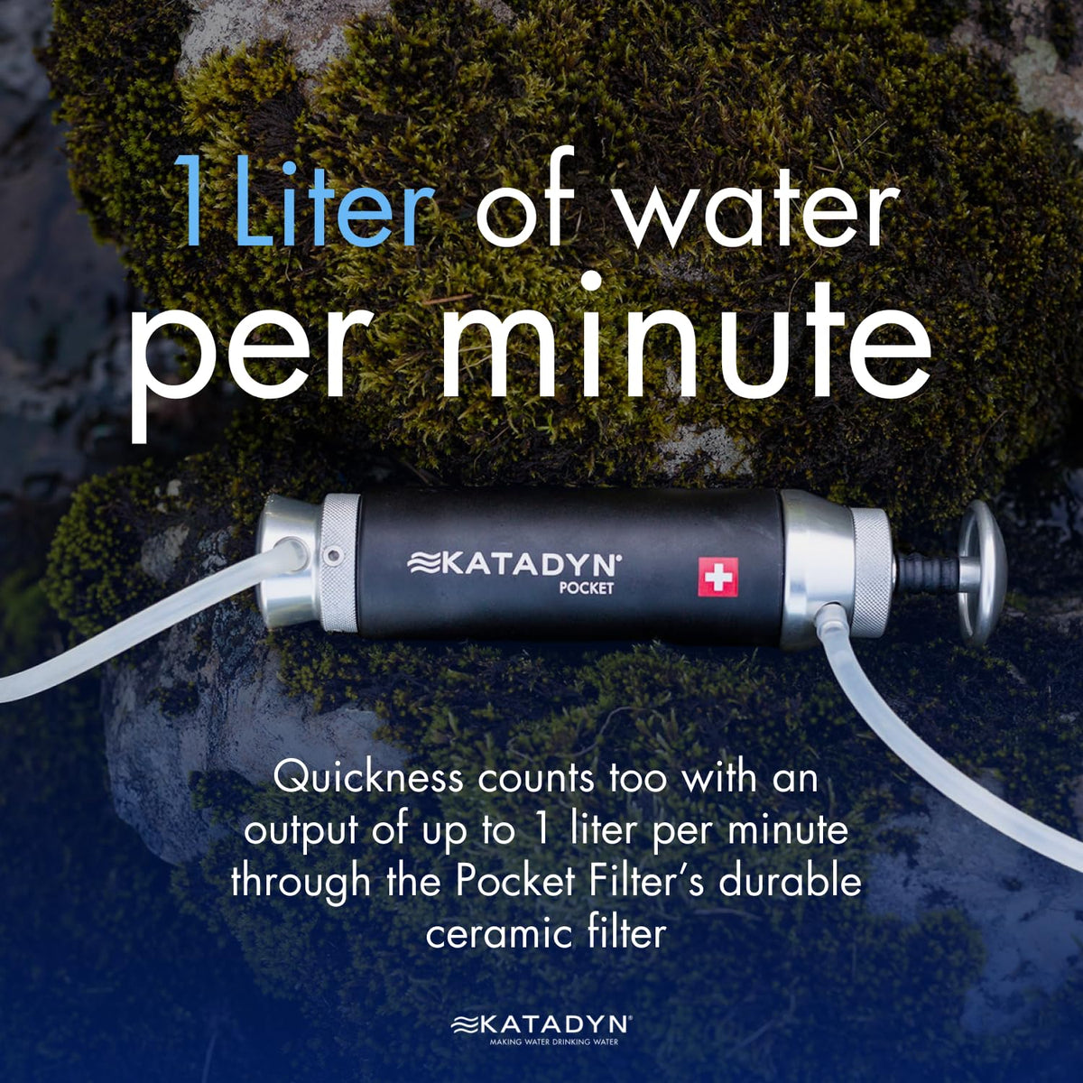 Outdoor-Wasserfilter Pumpfilter mit Keramik-Tiefenfilter 0,2 Mikron, bis 50.000 Liter, für Camping, Survival und Notfall