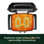 Tragbarer Gasgrill Wayne mit 2 Brennern, 4,4 kW, Aludruckguss, Gusseisenrosten und Abdeckhaube