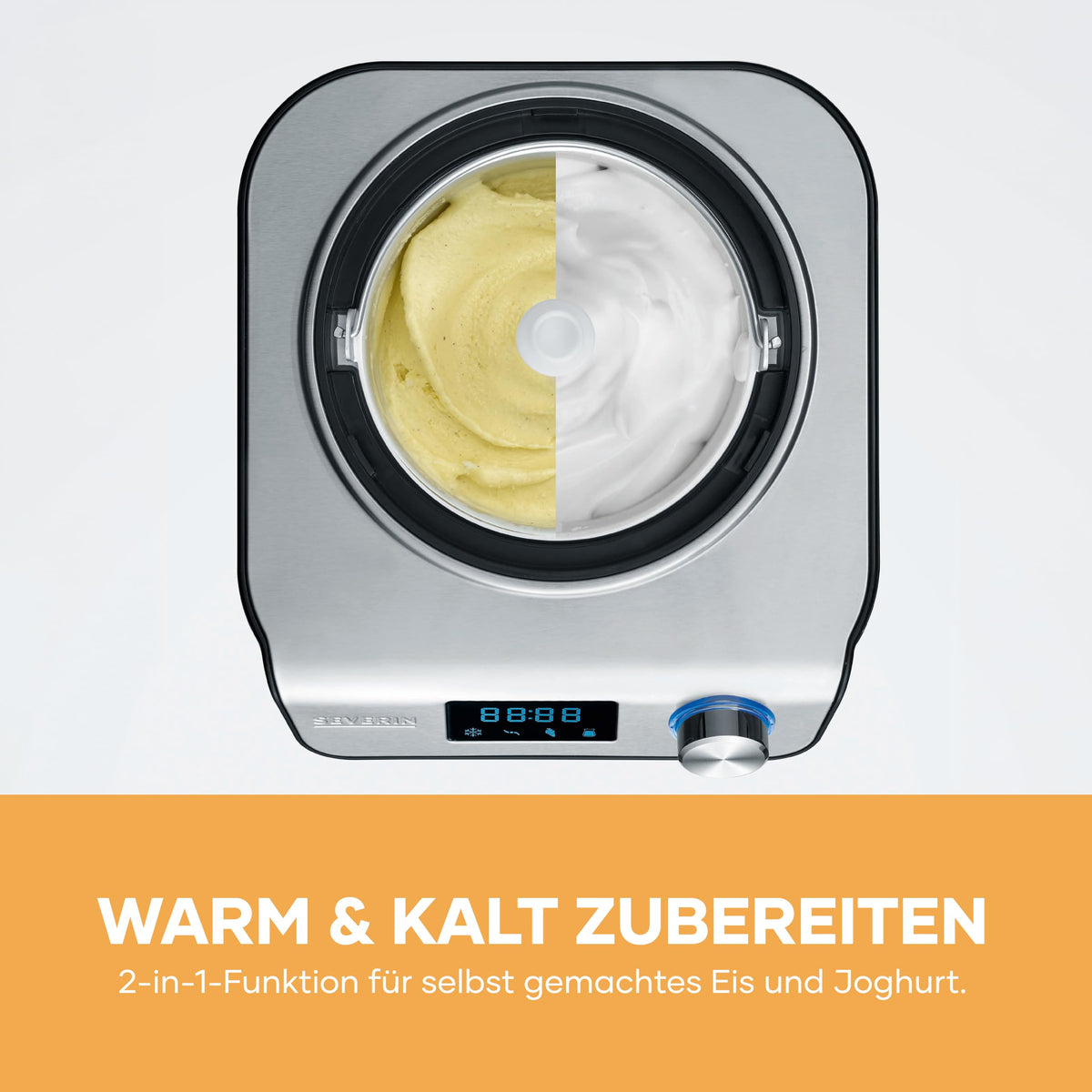 Eismaschine und Joghurtbereiter 2-in-1 mit Kompressor, 1,2 L, EZ 7407, inkl. Rezeptbuch