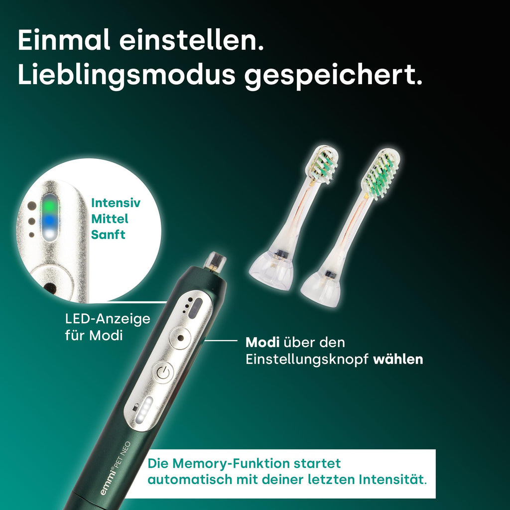 Ultraschall-Zahnbürste für Hunde mit 3 Reinigungsmodi, geräuschlos und vibrationsfrei, 14 Tage Akkulaufzeit, Set mit 2 Aufsätzen, Zahnpasta und