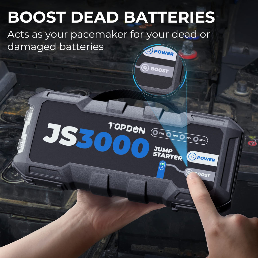 Starthilfe Powerbank 3000A für Benzin- und Dieselmotoren, 12V mit 24000 mAh und USB-C PD 45W