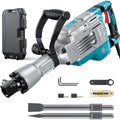 Abbruchhammer 1700 W SDS-Hex Stemmhammer mit 65 Joule, Anti-Vibrationshandgriff sowie 2 Meißeln und Transportbox mit Rollen