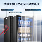 90L Getränkekühlschrank mit Glasfront und digitaler Temperaturregelung, für bis zu 128 Dosen, schwarz