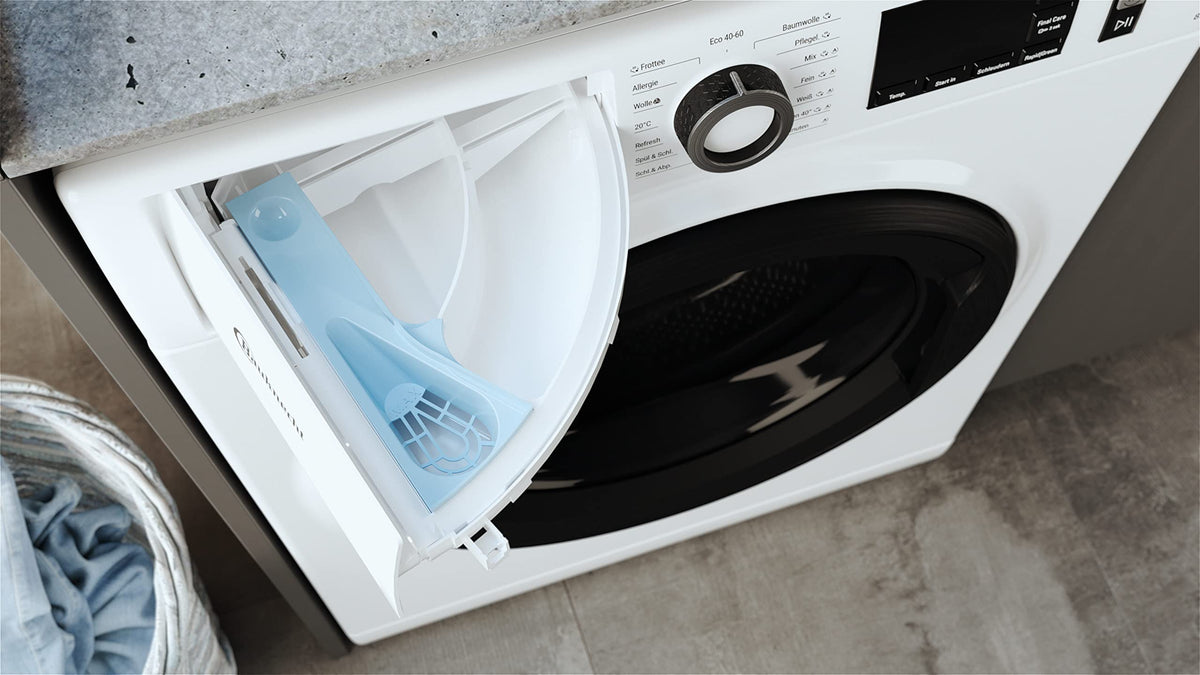 Waschmaschine Frontlader 8 kg mit Dampf-Hygiene-Programm, Energieeffizienzklasse A und Stop&Add-Funktion