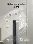 Turmventilator Pilot Max S, 120° oszillierend, 25 dB leise, 12 Geschwindigkeiten und 4 Modi, mit Fernbedienung und App-Steuerung