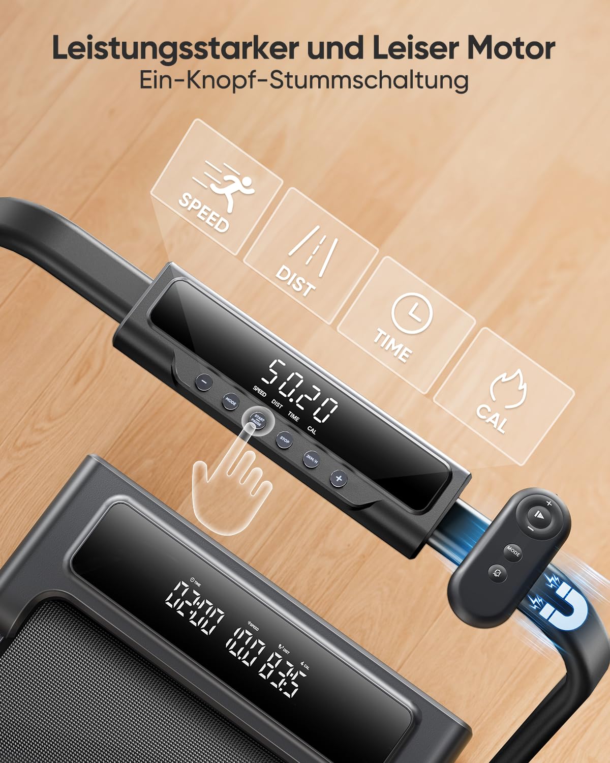 Klappbares Laufband 4-in-1 mit 9 % Neigung 12 km/h und 2,5 PS leisem Motor für Zuhause und Büro