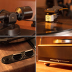Plattenspieler mit integrierten Lautsprechern und Bluetooth, 33/45 RPM, Phono-Vorverstärker, Nussbaum