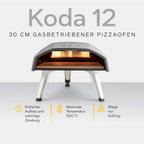 Gas-Pizzaofen Koda 12 für 50 mBar bis 500 °C mit 30 cm Backfläche und tragbarem Design für Garten und Balkon
