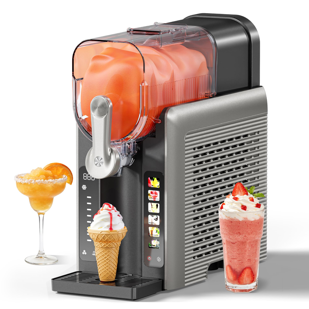 Slush-Eismaschine mit 6 Modi und 8 Stufen, 2,6 L für Slush, Eiscreme, Frappé und Milchshake, selbstreinigend