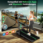 Klappbares Laufband für Zuhause bis 12 km/h mit 2,75 PS Motor und 9 % Steigung, leises Walking Pad mit App und Lautsprechern, bis 160 kg