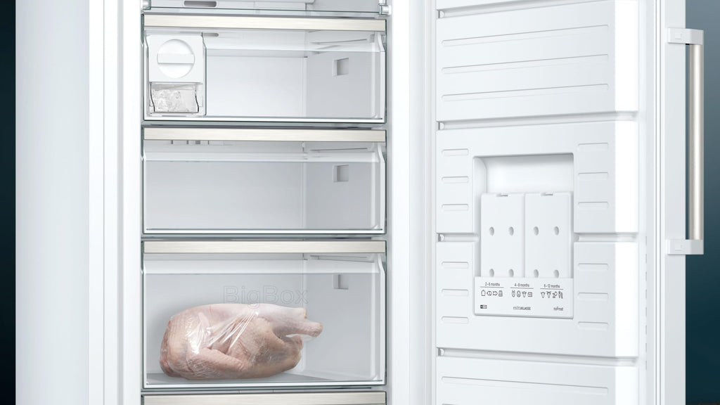 Freistehender Gefrierschrank iQ500 GS51NAWCV 289 L mit noFrost und bigBox, 161 x 70 cm, in Weiß