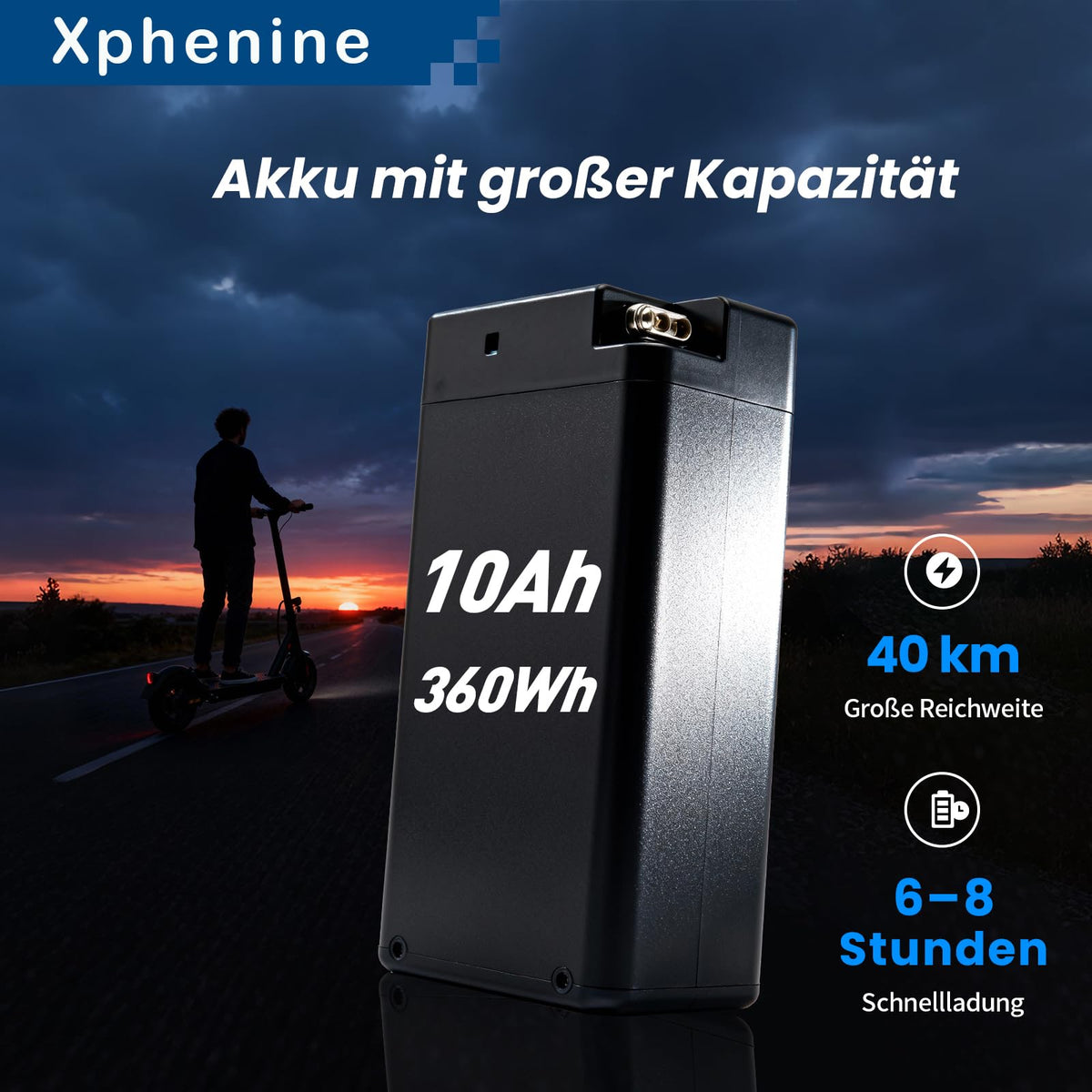 E-Scooter mit Straßenzulassung und ABE, E9TMax Elektroroller mit 10-Zoll-Reifen, 350W Motor und bis zu 45 km Reichweite