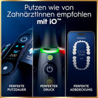 Elektrische Zahnbürste iO Series 9 mit 3 Aufsteckbürsten, 7 Putzmodi, magnetischer Schnellladestation und Reise-Etui, Black Onyx