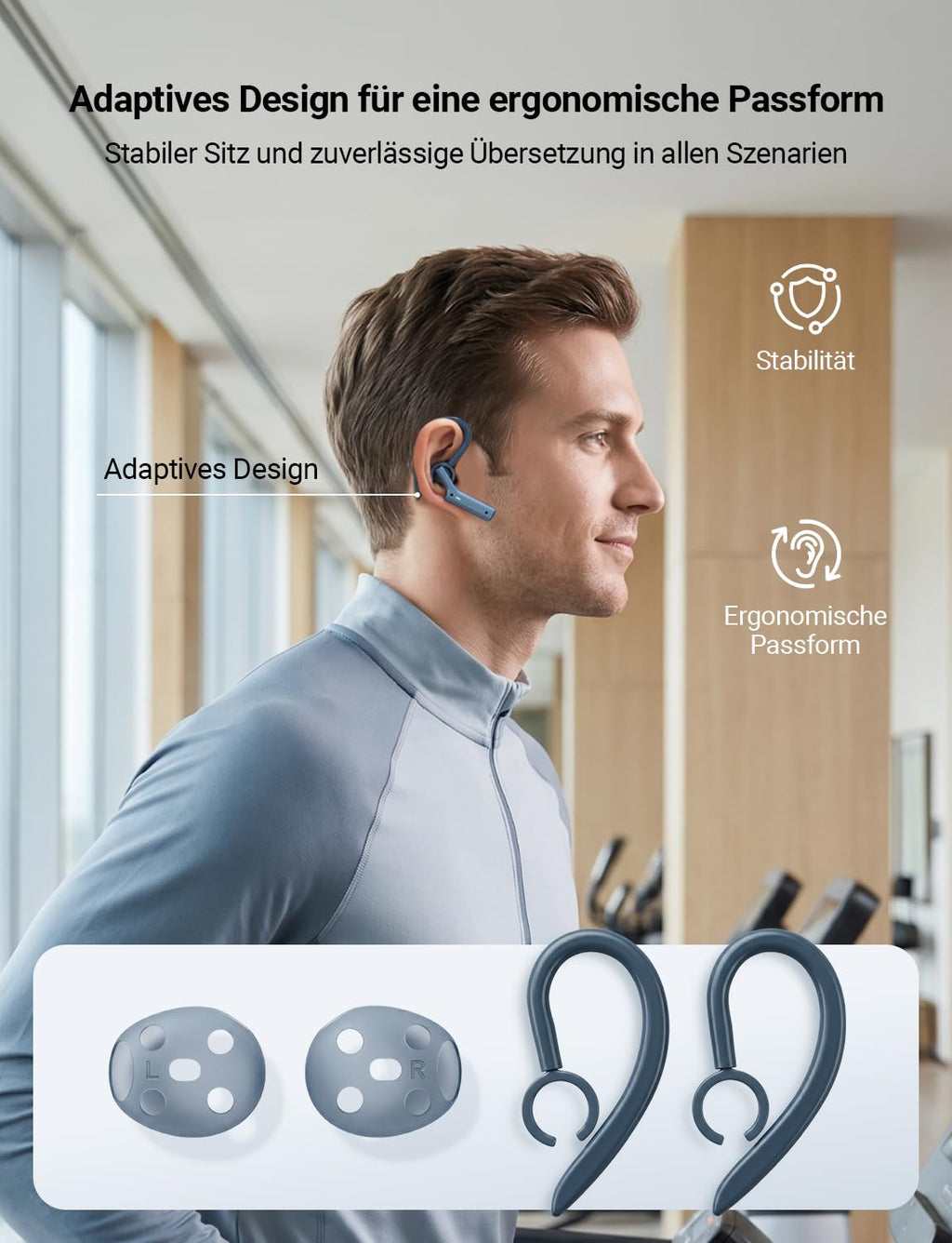 Übersetzer-Kopfhörer W4 mit bidirektionaler Simultanübersetzung, Knochenstimmensensor und App-Steuerung für iOS und Android