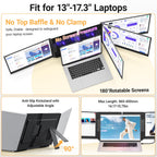 Tragbarer Laptop-Bildschirm 15,6"""" FHD 1080p Dreifach-Monitor für 13–17,3"""" Laptops, USB-C/HDMI Plug & Play mit Tasche