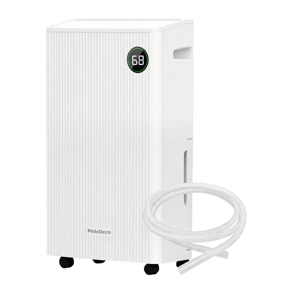 Luftentfeuchter elektrisch 20L für Räume bis 50m², Raumentfeuchter mit 5,5L Tank, Timer und Ablaufschlauch