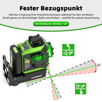 Kreuzlinienlaser 360 Grad mit motorischer Basis, Fernbedienungsempfänger und 5200-mAh-Akku