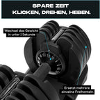 Verstellbare Hanteln 24 kg, 2er-Set, 15-in-1, stufenlos verstellbar von 2,5 bis 24 kg, platzsparend