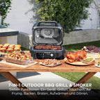Elektrischer BBQ-Smoker-Grill Woodfire Pro Connect XL mit App-Steuerung, 7 Funktionen und Zubehör-Set in Blau/Schwarz
