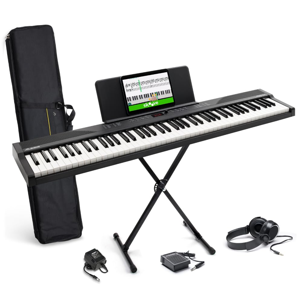 88-Tasten Keyboard Piano für Anfänger mit Ständer, Sustain-Pedal, Kopfhörer und Tragetasche
