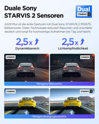 Dashcam A229 Plus 2CH Dual 2K HDR STARVIS 2 5 GHz WLAN GPS Sprachsteuerung 140° Sichtfeld