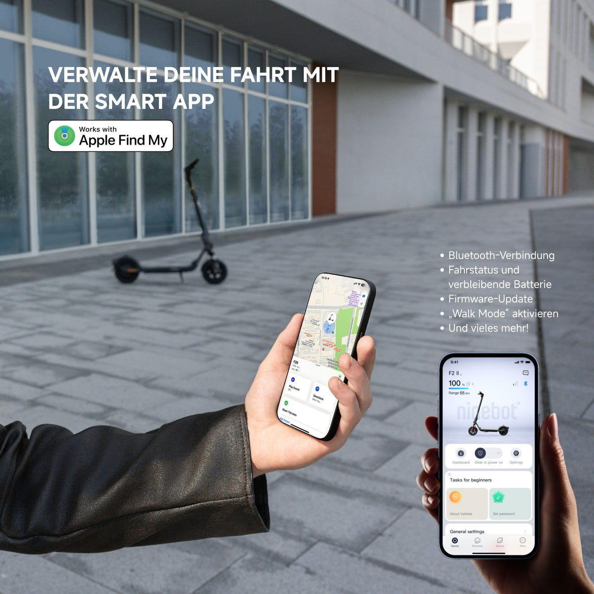 E-Scooter F2 Pro D II mit Straßenzulassung, bis zu 65 km Reichweite, 120 kg Tragfähigkeit und vorderer Doppelfederung, schwarz
