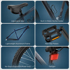 Mountainbike für Erwachsene mit 21-Gang-Schaltung, Aluminiumrahmen, Federgabel und Scheibenbremsen, 26 Zoll