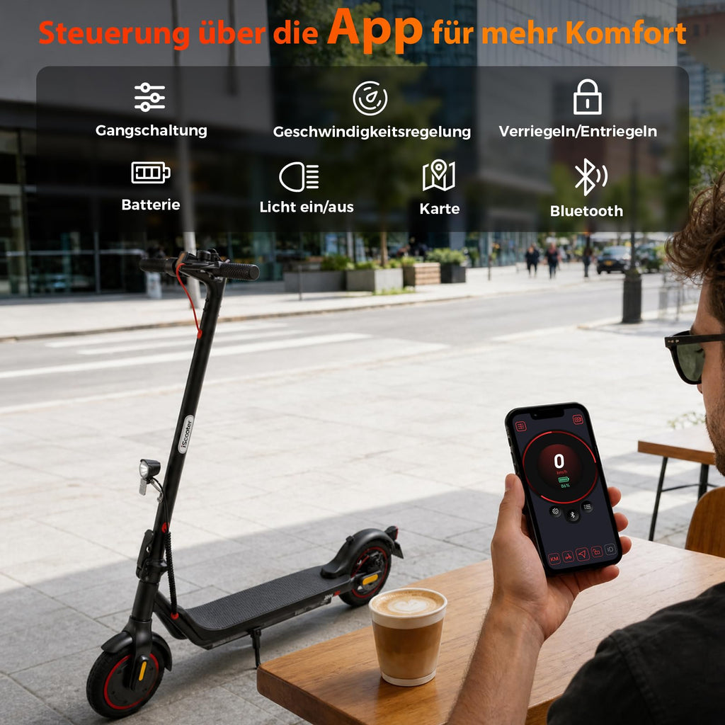 E-Scooter für Jugendliche ab 14 Jahren, ABE, 500 W, 20 km Reichweite, 8,5 Zoll Luftreifen, faltbar, App