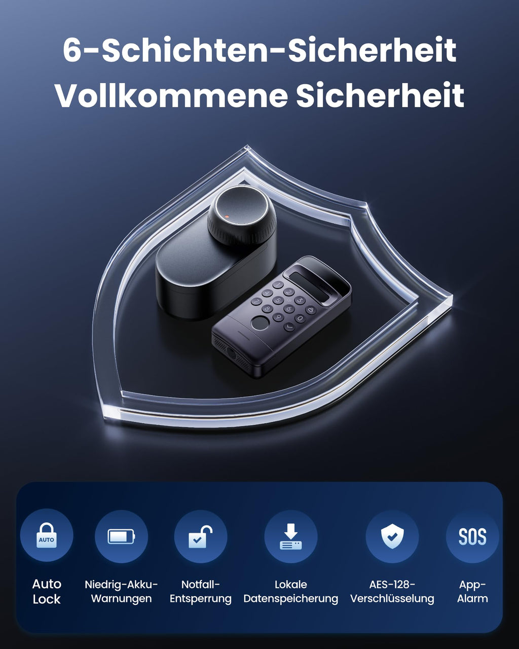 Smart Lock Ultra mit Keypad Vision Pro, 3D-Gesichts- und Venen-Erkennung, kontaktlose Entsperrung für Europrofil-Zylinder, kompatibel mit Matter
