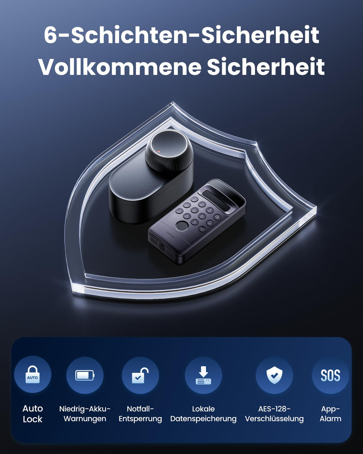 Smart Lock Ultra mit Keypad Vision Pro, 3D-Gesichts- und Venen-Erkennung, kontaktlose Entsperrung für Europrofil-Zylinder, kompatibel mit Matter