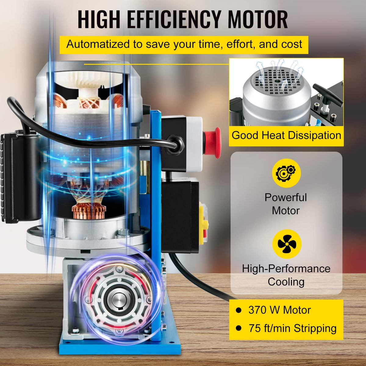 Elektrische Abisoliermaschine 370 W für Kabel 1,5-38 mm mit 11 Kanälen und 10 Klingen zum Recycling von Kupferdraht