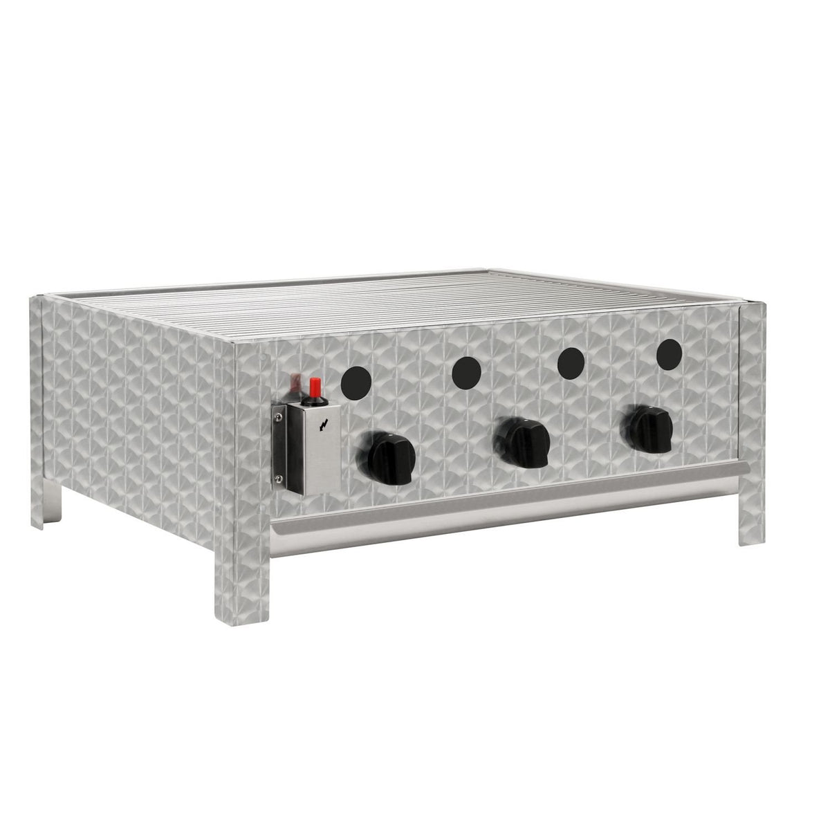 Edelstahl Gastrobräter mit 3 Brennern, 64 x 52 x 27 cm, Gasgrill für Propangas oder Butangas inkl. Grillrost, Flammenblech, Fettwanne und
