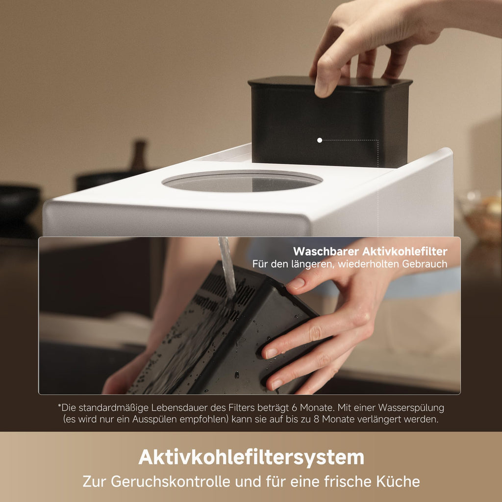Küchenabfallzerkleinerer SF25 mit App-Steuerung, 2,5 L, 27 dB(A), Selbstreinigung und Aktivkohlefilter