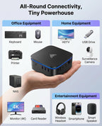 Mini-PC Intel N5030 mit 12 GB RAM 256 GB SSD Intel UHD Graphics 605 4K 60 Hz 2x HDMI 2.0 WiFi 5 Bluetooth 4.2 VESA-Halterung
