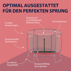 Gartentrampolin mit Sicherheitsnetz und extra breiter Randabdeckung, rund, für Kinder und Erwachsene bis 100 kg
