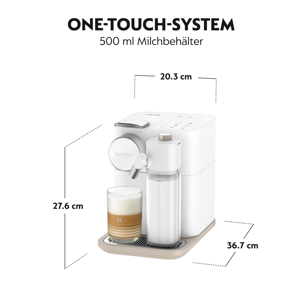 Kaffeemaschine Gran Lattissima mit Milchaufschäumer, 1,3 L, weiß, für 9 Kaffee- und Milchgetränke