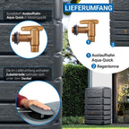 Regentonne Wandtank 510 Liter in Anthrazit mit Steindekor-Front, 80 x 60 x 123 cm, inkl. Auslaufhahn