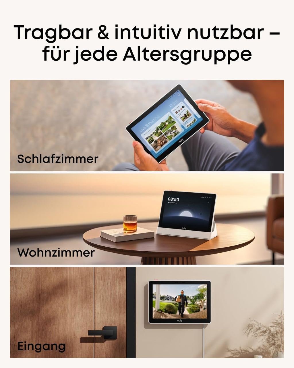 Smart Home Hub mit 8-Zoll-Display, Echtzeit-Meldungen und 4 Live-Streams Echtzeit-Meldungen LED-Display 60 Hz Kontrast 2000:1