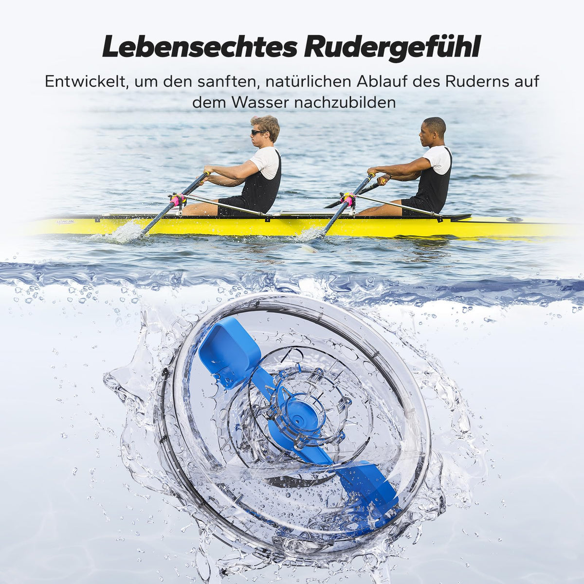 Wasser-Rudergerät aus Holz für Zuhause, 180° klappbar mit 15-Liter-Wassertank und 180 kg Tragkraft