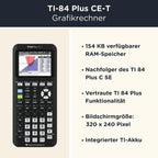 Grafikrechner TI-84 Plus CE-T Python Edition hochauflösendes Farbdisplay 3 MB ROM 154 KB RAM integrierter Akku mit Schutzhülle