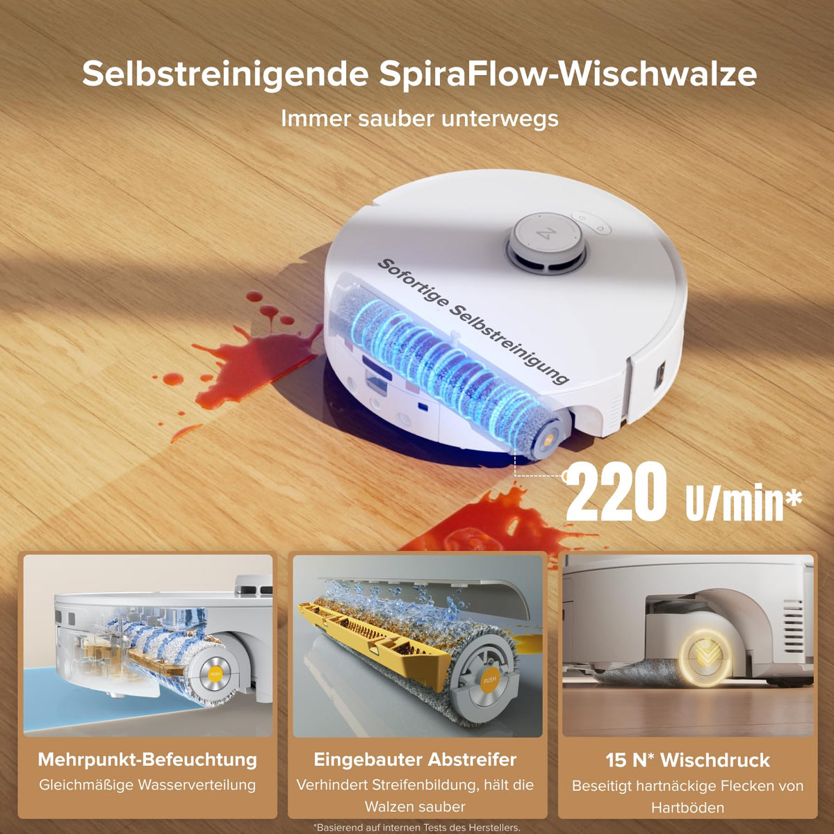 Saugroboter mit Wischfunktion Qrevo Curv 2 Flow, 20.000 Pa Saugkraft und selbstreinigender SpiraFlow-Wischwalze