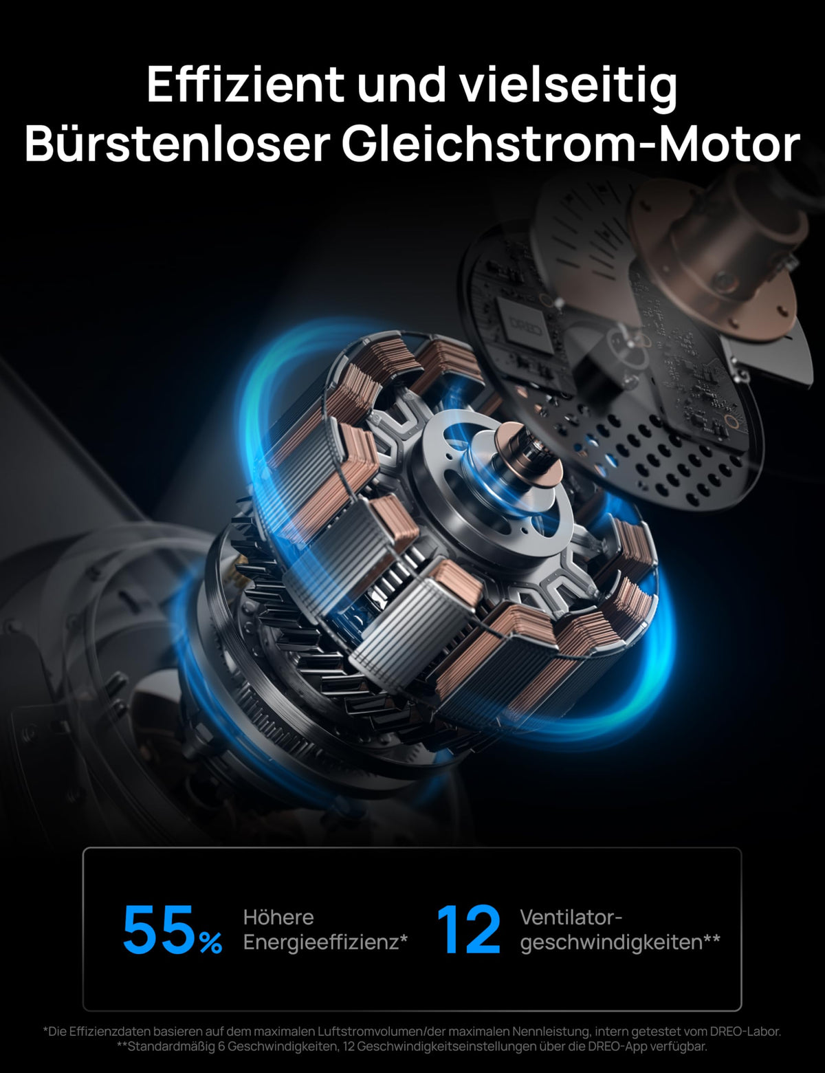 Deckenventilator mit Licht 132 cm dimmbare LED RGB-Ambientlicht DC-Motor App- und Alexa-Steuerung