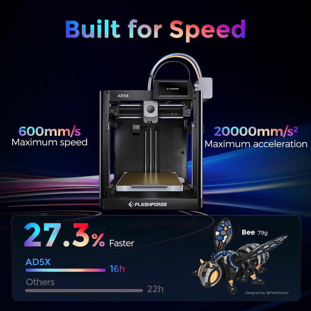 3D-Drucker Adventurer 5X AD5X mit Mehrfarbendruck und IFS, vollautomatische Nivellierung, 600 mm/s, PETG CF