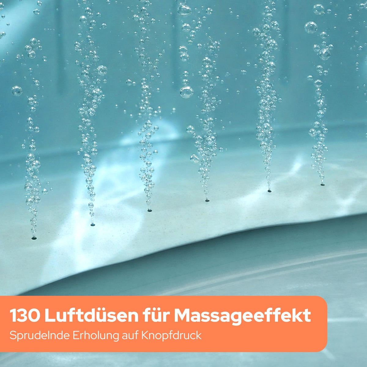 Whirlpool Spa für 6 Personen, 185 x 185 cm, 2400 W mit 130 Luftdüsen und Thermoabdeckung