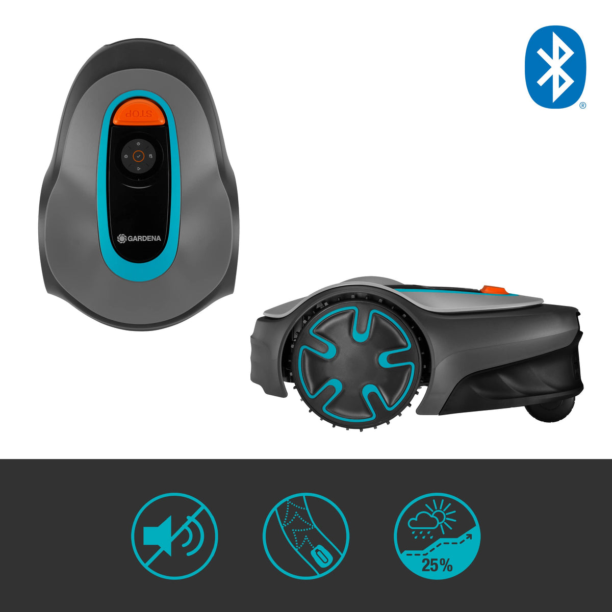 Mähroboter SILENO minimo 250 m² mit Bluetooth App 15 cm Schnittbreite 57 dB Begrenzungskabel und Ladestation